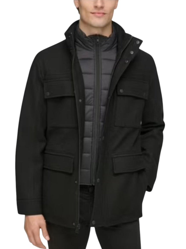 Image for Men's Plain Solid Jacket,Dark Grey