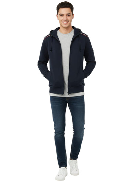 Image for Men's Textured Hoodie,Navy