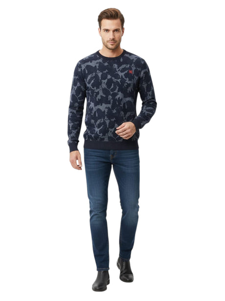 Image for Men's Printed Sweaters,Navy