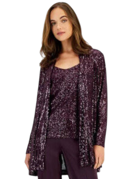 Image for Women's Mesh Cardigan,Dark Purple
