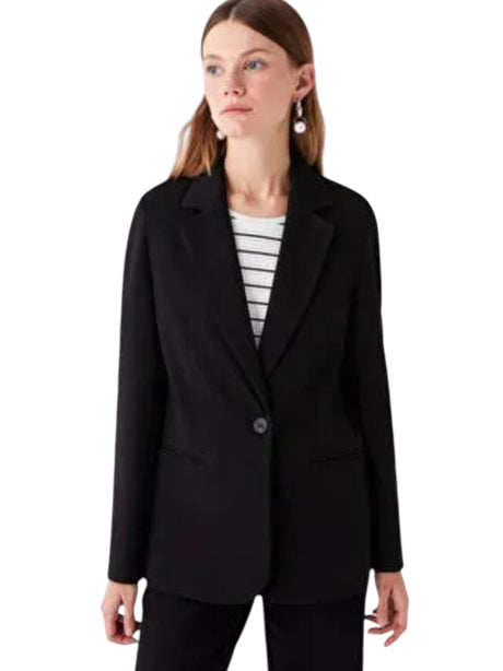 Image for Women's Plain Solid Blazer,Black