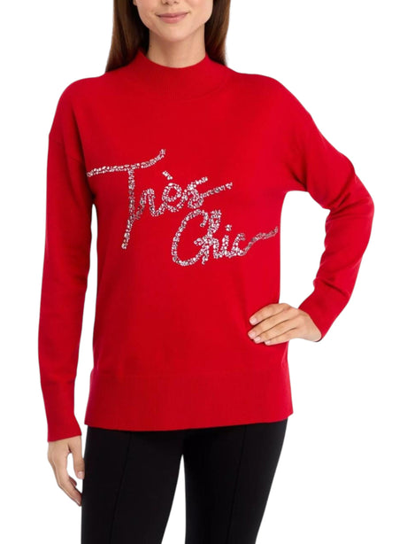 Image for Women's Printed Sweaters,Red