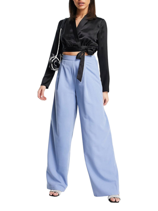 Image for Women's Plain Solid Classic Pant,Light Blue