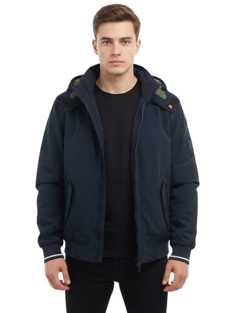 Image for Men's Plain Solid Jacket,Navy