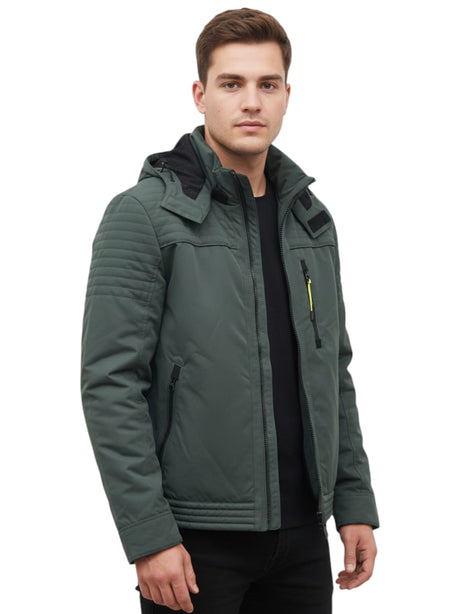 Image for Men's Plain Solid Jacket,Olive