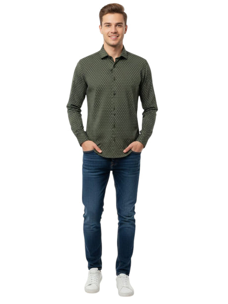 Image for Men's Printed Dress Shirt,Olive