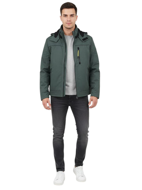 Image for Men's Plain Solid Jacket,Olive