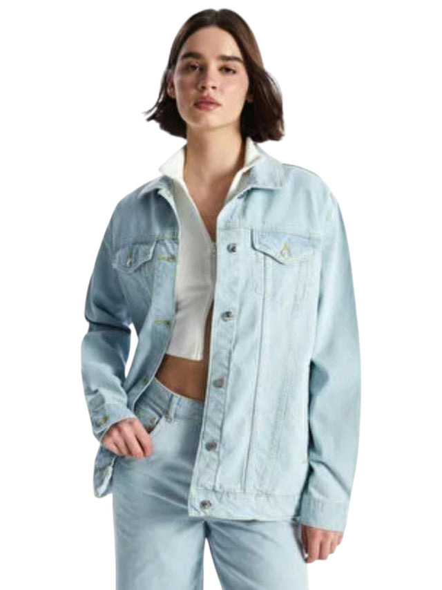 Image for Women's Plain Jeans Jacket,Light Blue