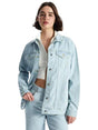 Image for Women's Plain Jeans Jacket,Light Blue