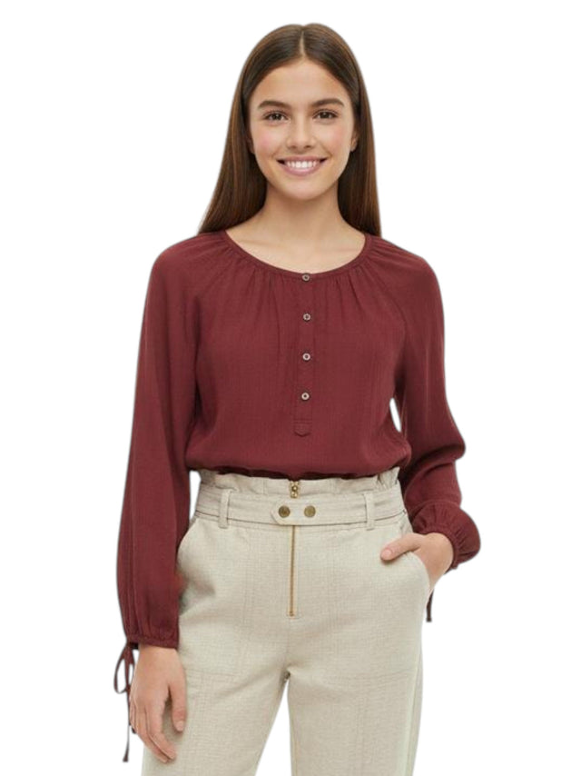Image for Women's Plain Sheer Top,Burgundy