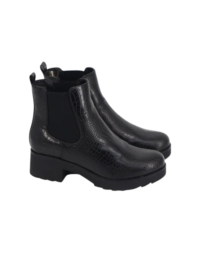 Image for Women's Croc Leather Anke Boots,Black