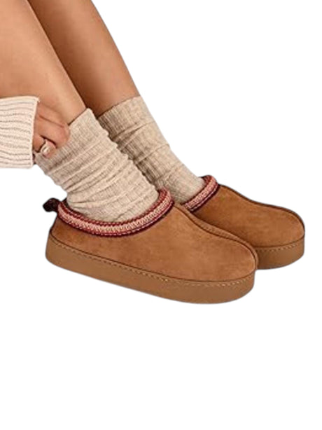 Image for Women's Plain Lined Slipper,Brown