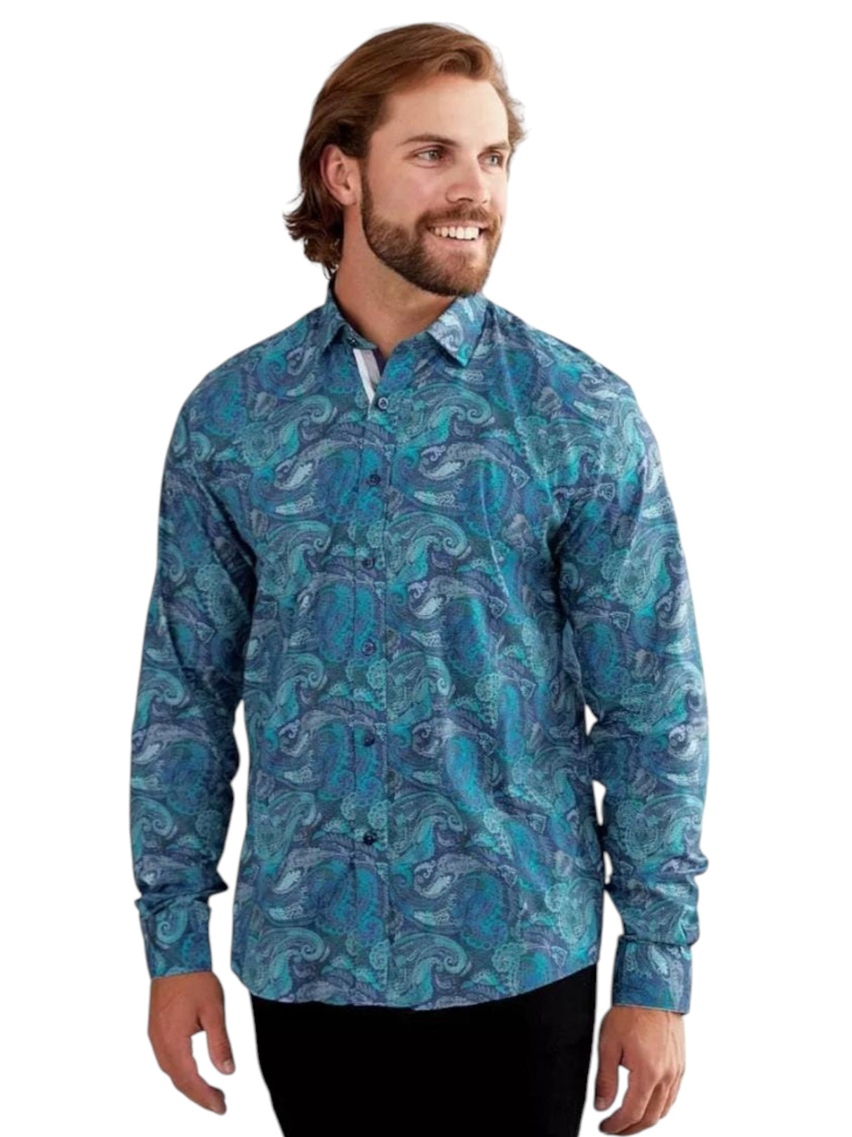 Image for Men's Printed Dress Shirt,Blue