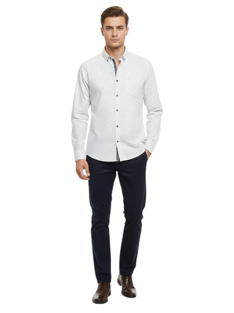 Image for Men's Printed Dress Shirt,White