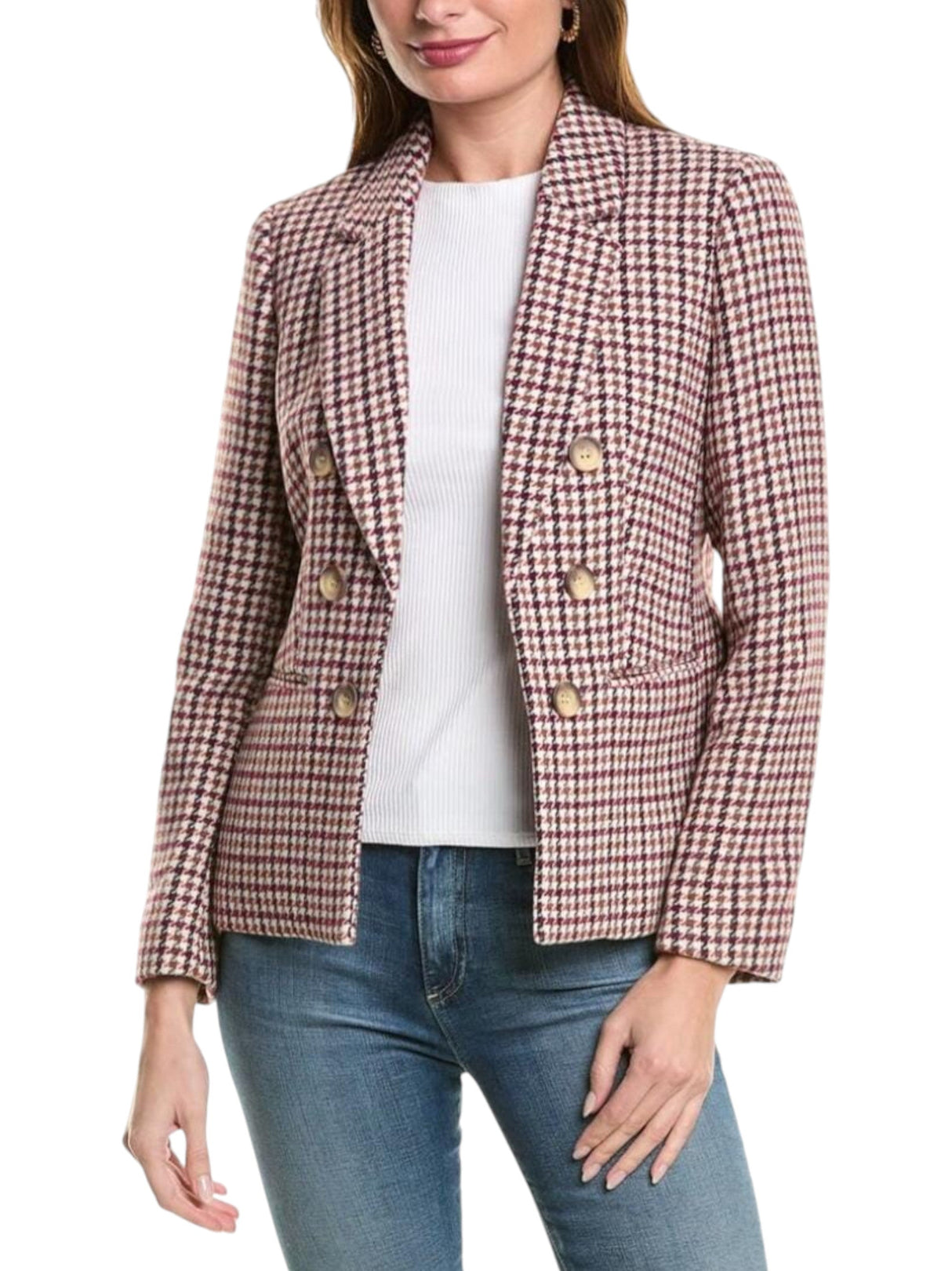 Image for Women's Plaid Blazer,Red