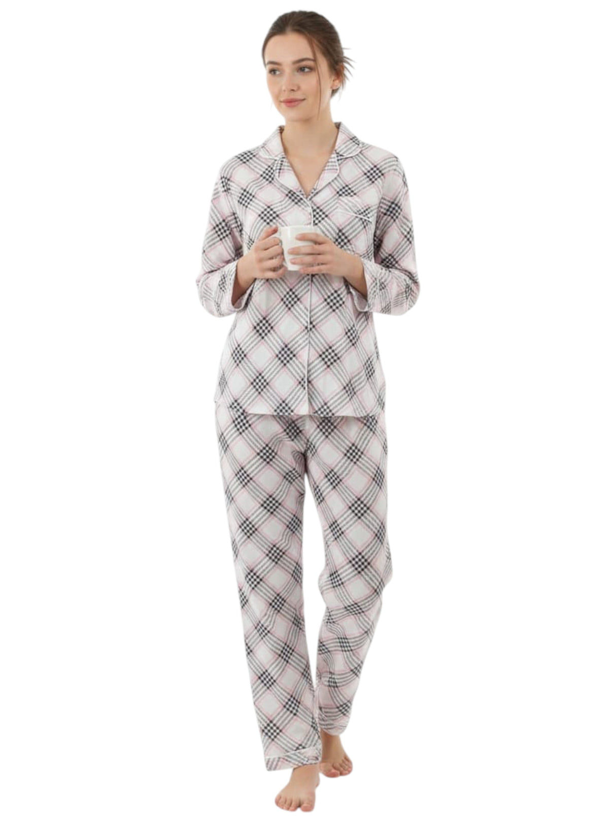 Image for Women's Printed Pajama Set,White