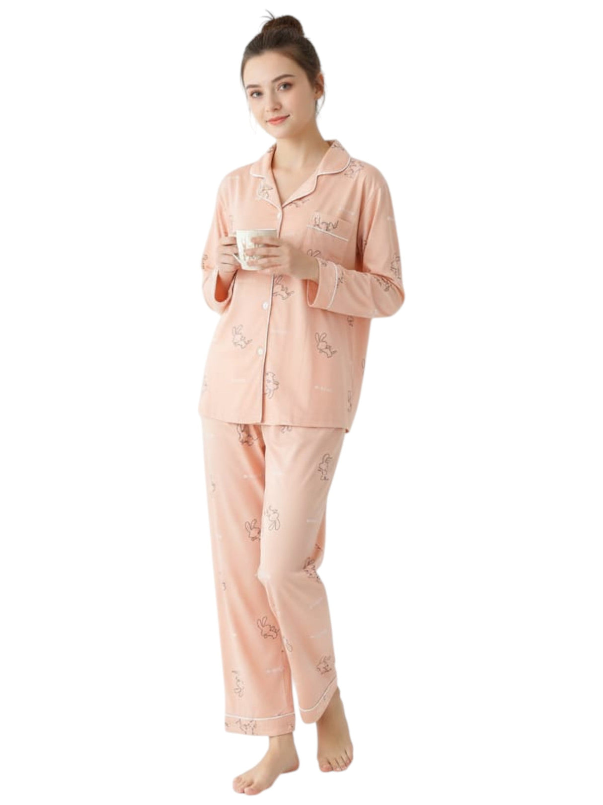 Image for Women's Printed Pajama Set,Light Peach