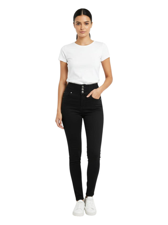Image for Women's Plain Solid Jeans,Black