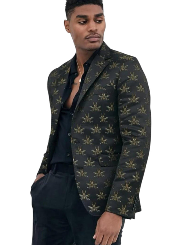 Image for Men's Graphic Printed Blazer,Black