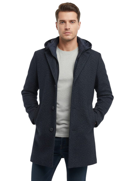 Image for Men's Textured Classic Coat,Navy