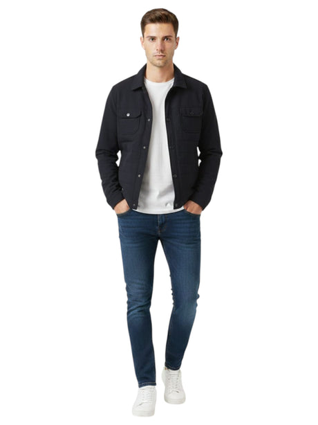 Image for Men's Back Knitted Quilted Jacket,Navy