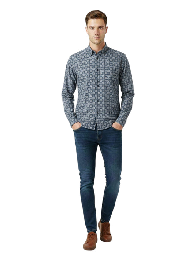 Image for Men's Graphic Dress Shirt,Blue