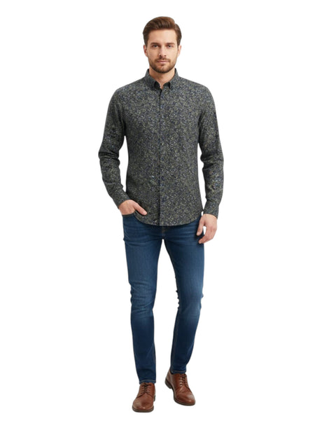 Image for Men's Graphic Dress Shirt,Olive