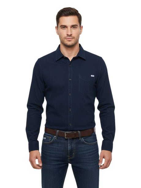 Image for Men's Plain Dress Shirt,Navy