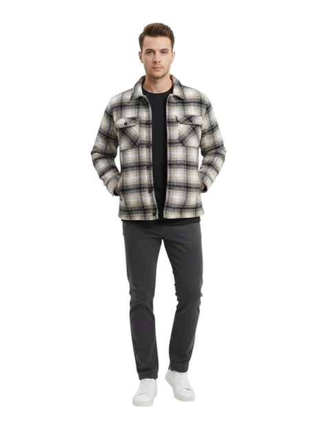 Image for Men's Plaid Jacket,Black/Beige