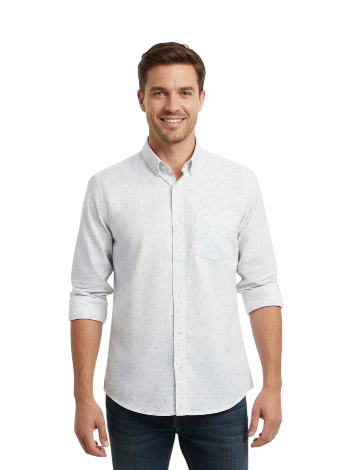 Image for Men's Printed Dress Shirt,Light Grey