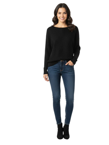 Image for Women's Ribbed Knitted Top,Black