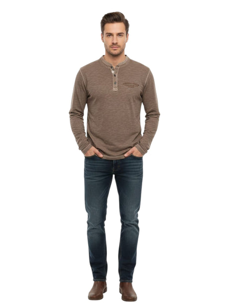 Image for Men's Printed Top,Dark Beige