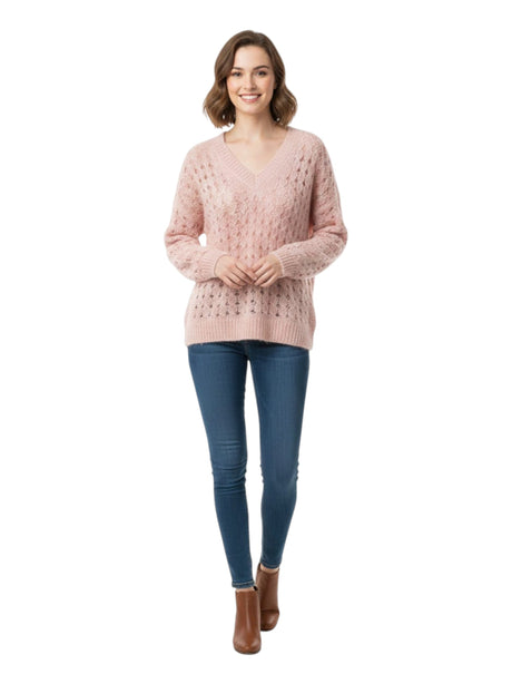 Image for Women's Open  Knitted Sweaters,Light Pink