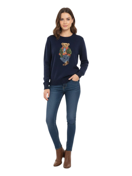 Image for Women's Graphic Printed Sweaters,Navy