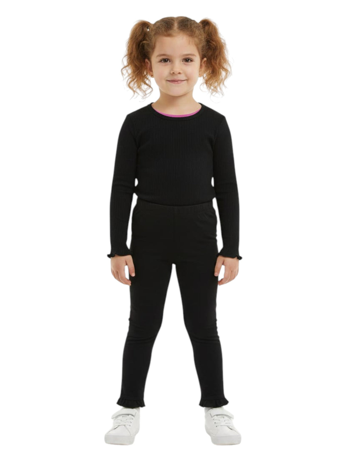 Image for Kids Girl's Ribbed Top,Black