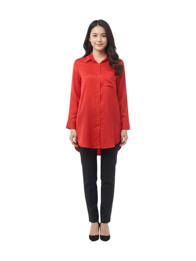 Image for Women's Plain Solid Chemise,Red