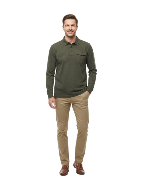 Image for Men's Textured Casual Top,Olive