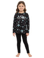 Image for Kids Girl's Floral Printed Pajama Set,Black