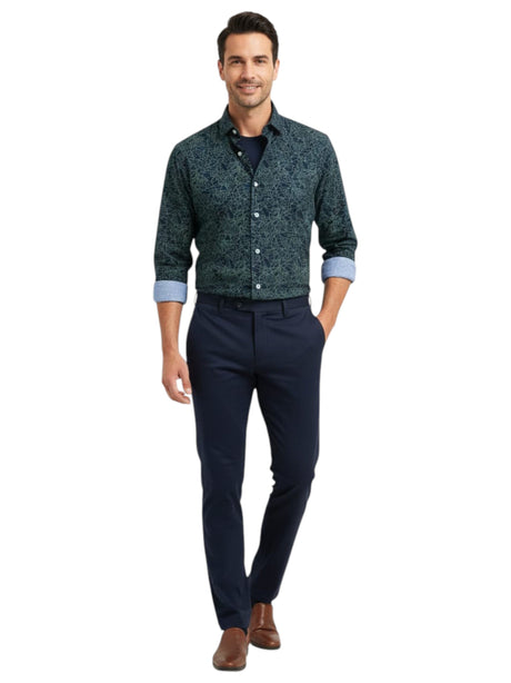 Image for Men's Printed Dress Shirt,Navy/Green