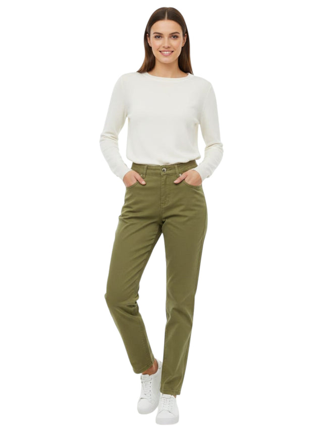 Image for Women's Plain Solid Jeans,Light Olive