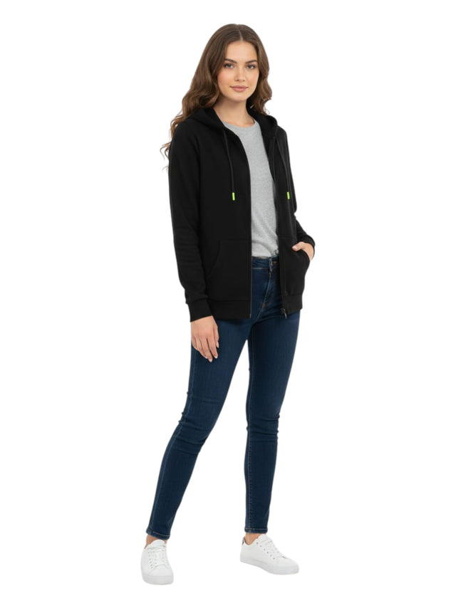Image for Women's Plain Solid Hoodie,Black