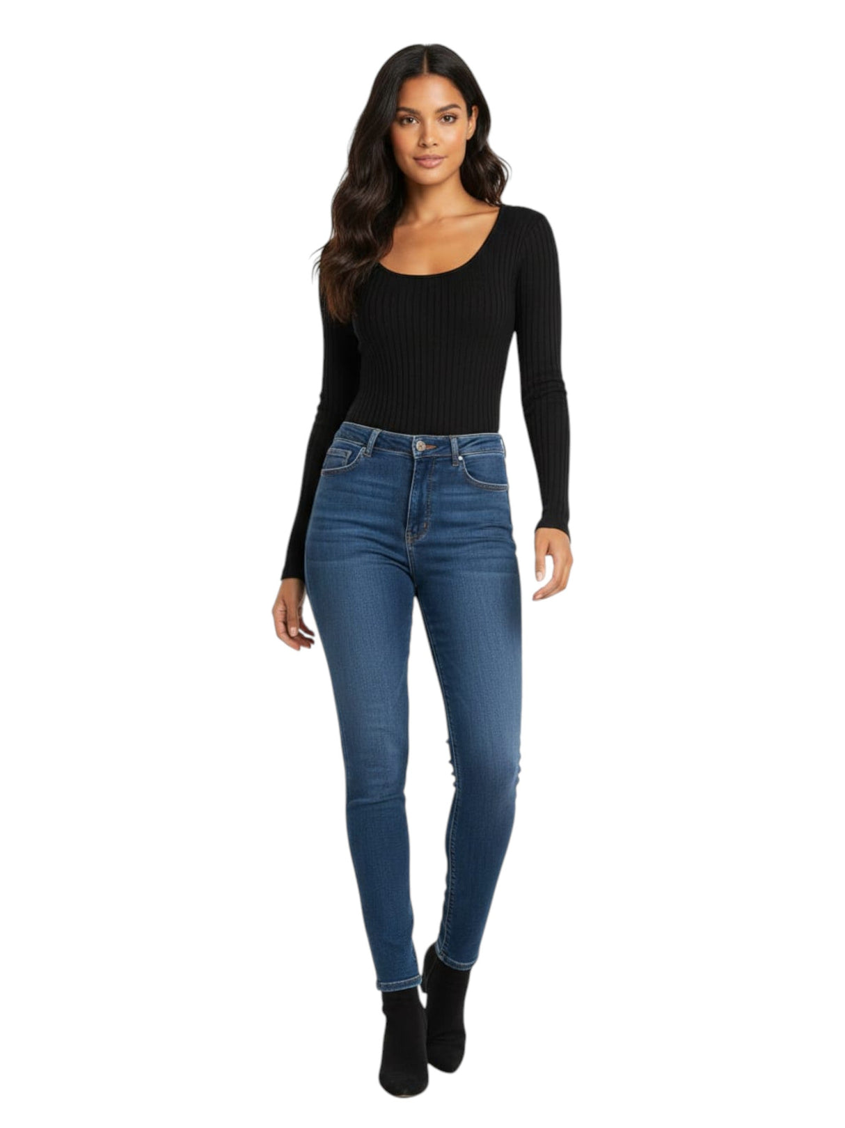 Image for Women's Ribbed Bodysuit,Balck