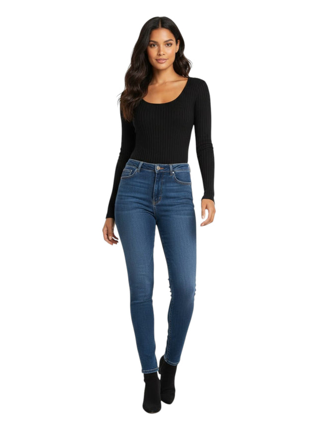 Image for Women's Ribbed Bodysuit,Balck
