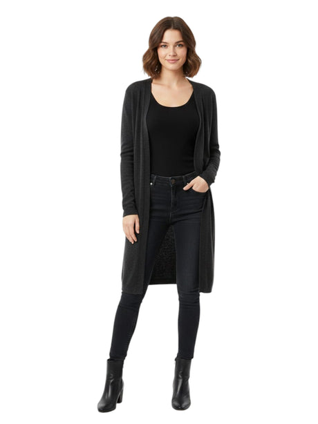 Image for Women's Plain Solid Cardigan,Dark Grey