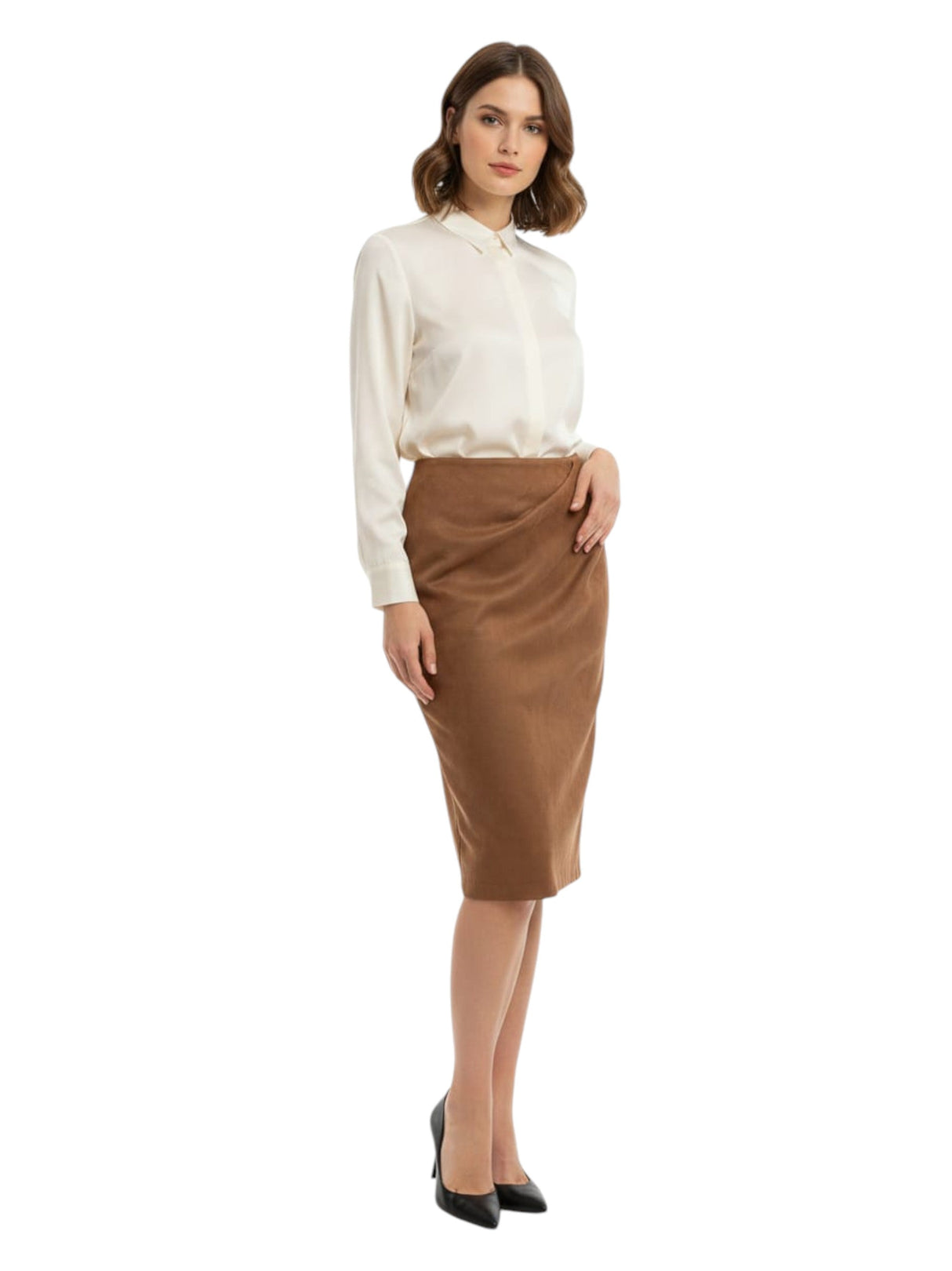 Image for Women's Plain Solid Skirt,Brown 