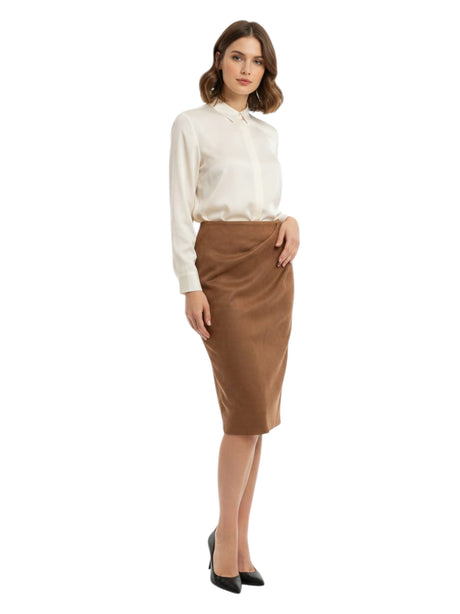 Image for Women's Plain Solid Skirt,Brown 