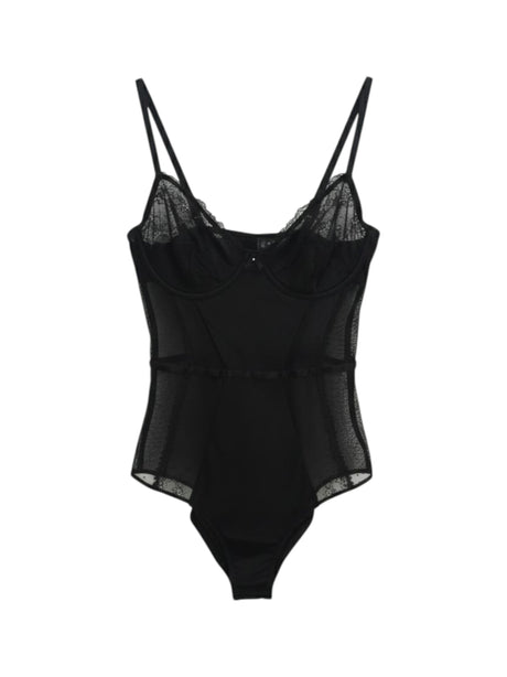 Image for Women's Lace Bra Bodysuit,Black