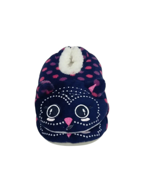 Image for Kids Girl's Graphic Embroidered Faux Fur Slippers,Navy