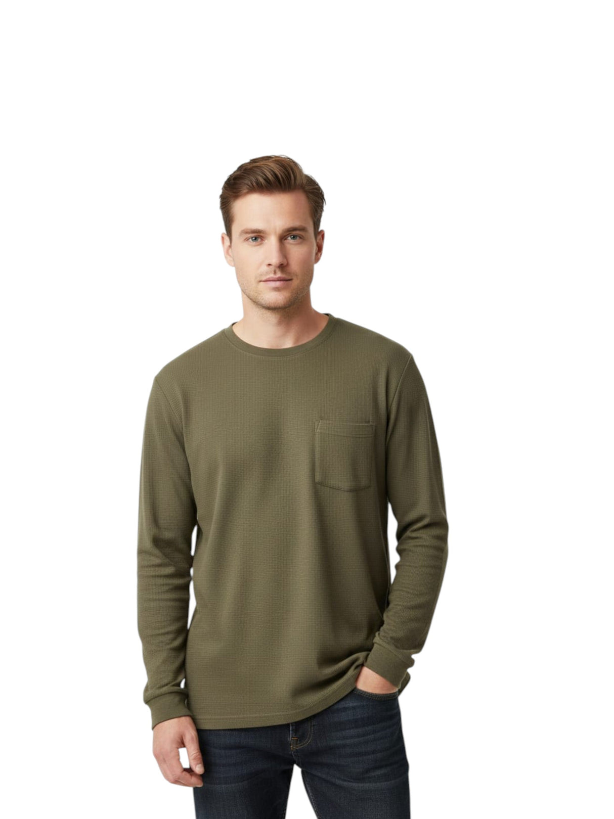 Image for Men's Textured Sweaters,Olive