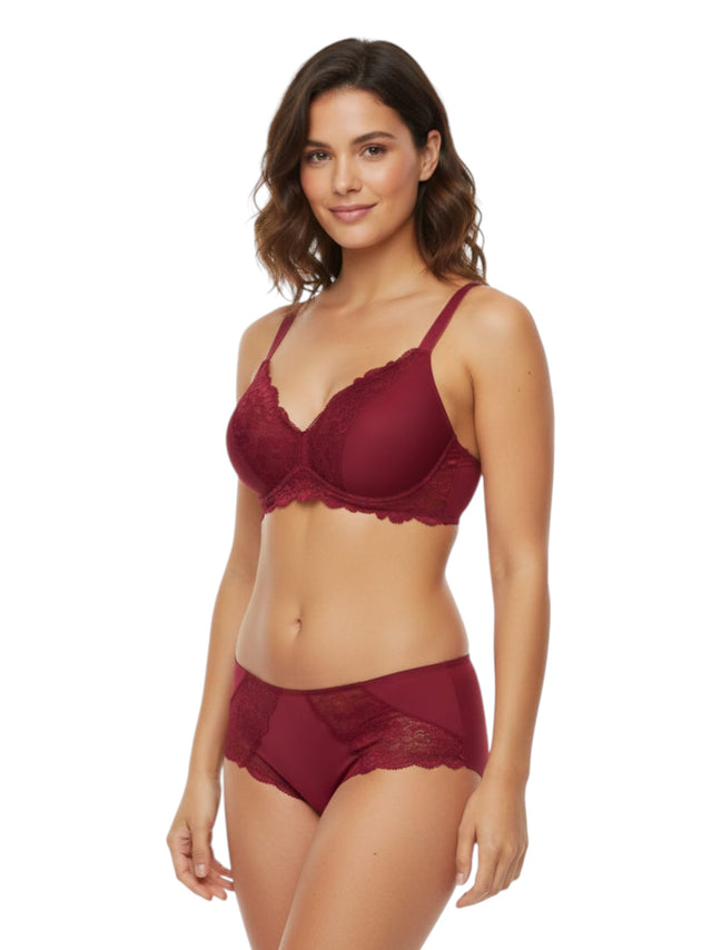 Image for Women's Lace Bra,Burgundy